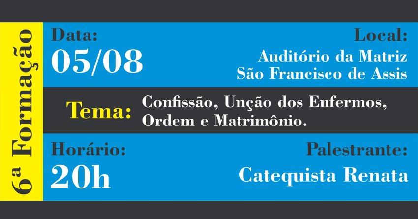 Inscrições para o 6º encontro do SEMINÁRIO CATEQUÉTICO: Por que sou católico?